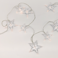 PLASTIC BIG&MEDIUM STARS, 10 LED ΛΑΜΠ. ΣΕΙΡΑ ΜΠΑΤ. (3xAA), WW,IP20, 135+30cm, ΔΙΑΦΑΝΟ ΚΑΛΩΔΙΟ .