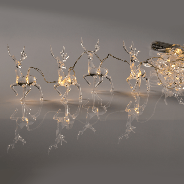 ACRYLIC PLASTIC REINDEER, 10 LED ΛΑΜΠ. ΣΕΙΡΑ ΜΠΑΤ. (3xAA), WW,IP20, 135+30cm, ΔΙΑΦΑΝΟ ΚΑΛΩΔΙΟ .