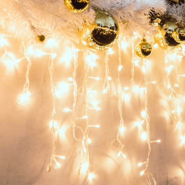 144 LED ΛΑΜΠ. ΒΡΟΧΗ, WW, ΑΝΤΑΠΤ.(31VDC), FLASH, IP44, 300x60cm, ΔΙΑΦΑΝΟ ΚΑΛΩΔΙΟ