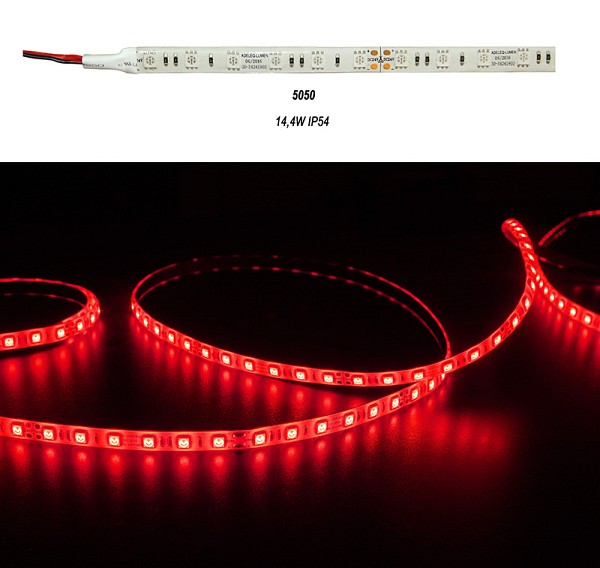 ADELEQ 30-44241902 ΤΑΙΝΙΑ LED 5m 24VDC 14.4W/m 5050 60LED ΚΟΚΚΙΝΟ IP54 eco